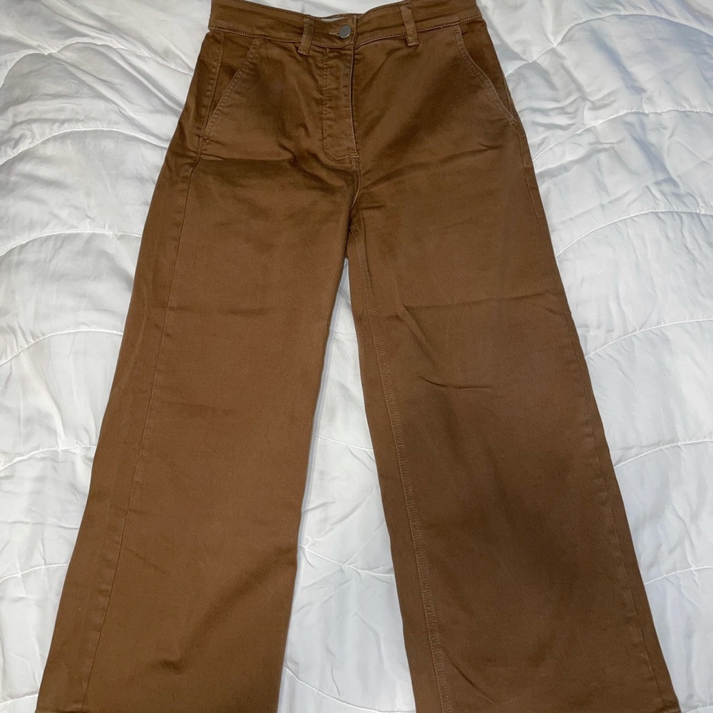 Brown wide leg Everlane ankle length jeans